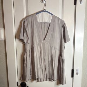 Anna Grace Light Gray V-Neck Blouse